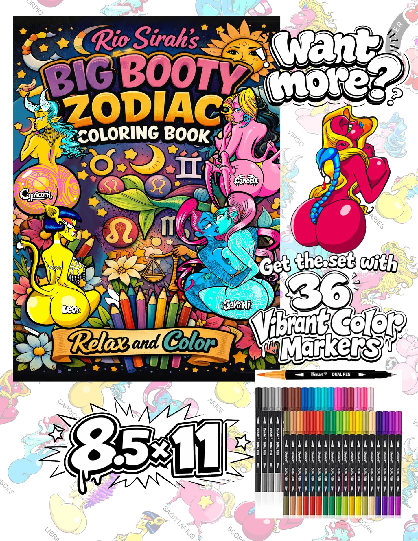 0 Big Booty Zodiac Coloring Book